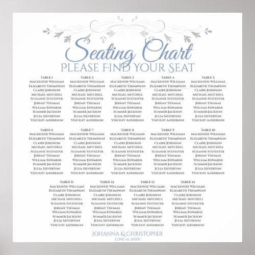 14 Table Blue  Gray Wedding Seating Chart