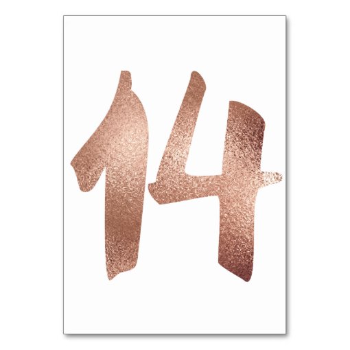 14 Table Number White Metallic Pink Rose Gold Table Number | Zazzle