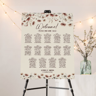 14 Table Rustic Boho Wildflowers Seating Chart Foam Board