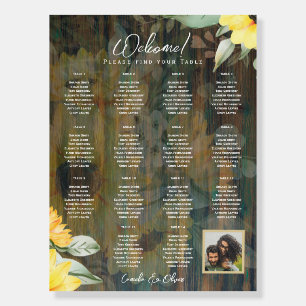 14 Table Rustic Wood SUNFLOWERS PHOTO SEATING Foam Board