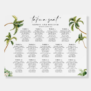 14 Table Seating Chart, Tropical Seating Chart Foam Board