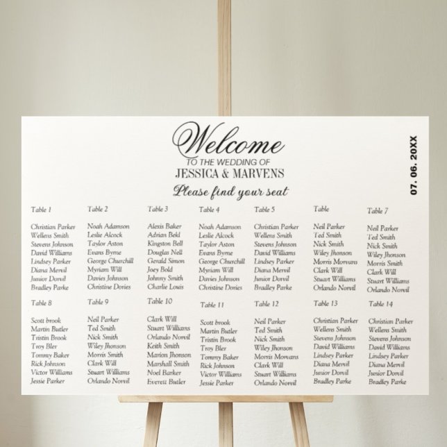 14 Table simple elegant wedding seating chart Foam Board (Creator Uploaded)