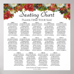 14 Table Vintage Fall Floral Wedding Seating Chart