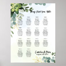 14 Table Wedding Seating Chart Greenery Eucalyptus