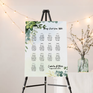 14 Table Wedding Seating Chart Greenery Eucalyptus Foam Board
