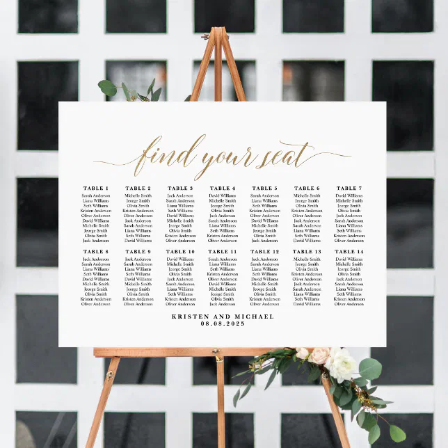 14 Tables Classy Find Your Seat Seating Chart | Zazzle