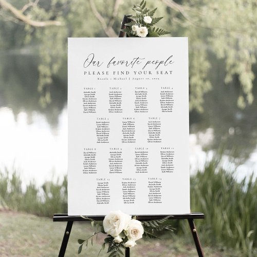 14 Tables Our Favorite People Seating Chart Foam Board