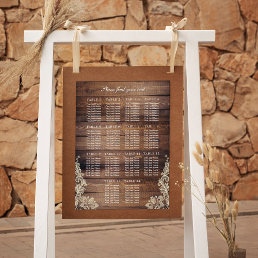 14 Tables Rustic Wood &amp; Lace Wedding Seating Chart