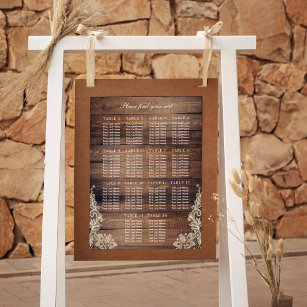 14 Tables Rustic Wood & Lace Wedding Seating Chart