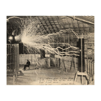 14"x11" Nikola Tesla in His Lab Wood Wall Art