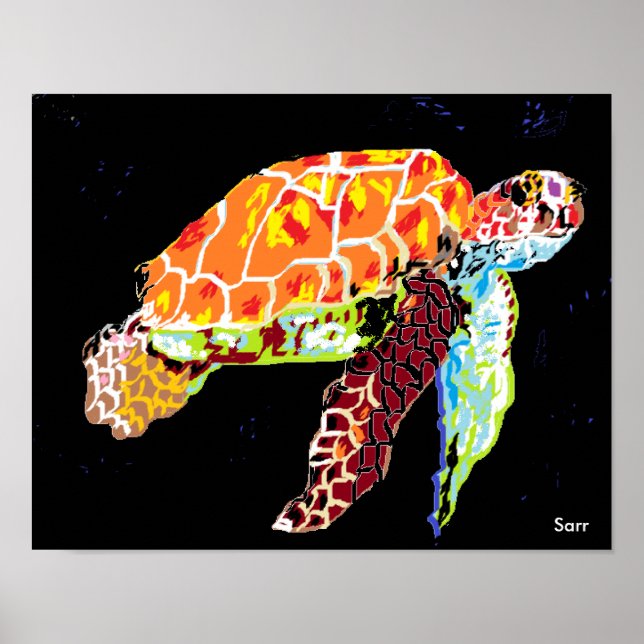 14" x 11", Value Poster Paper (Matte) Sea Turtle (Front)