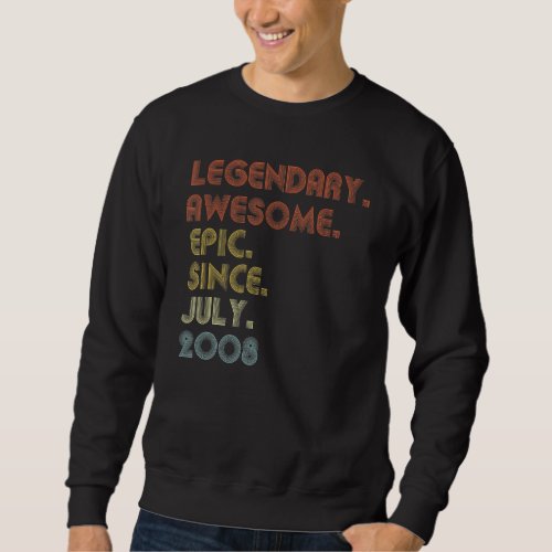 14 Year Old Awesome Since July 2008  14th Birthday Sweatshirt