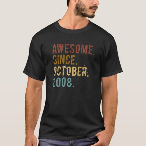 14 Year Old  Awesome Since October 2008 14th Birth T_Shirt