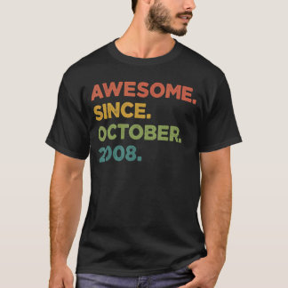 14 Year Old  Awesome Since October 2008 14th Birth T-Shirt