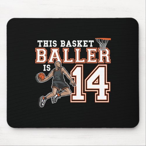 14 Year Old Basketball Birthday Party Hoops Player Mouse Pad