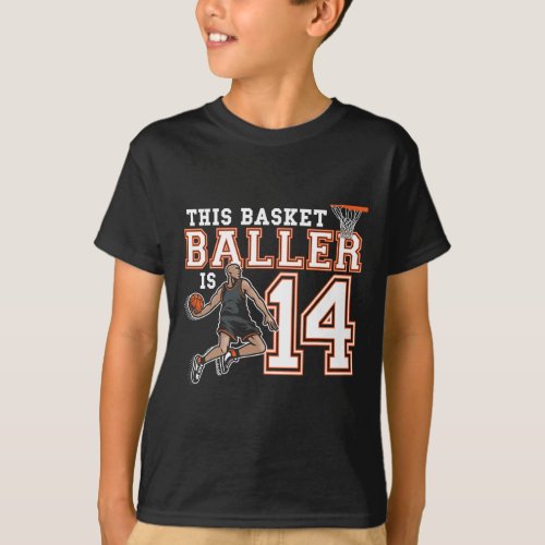 14 Year Old Basketball Birthday Party Hoops Player T_Shirt