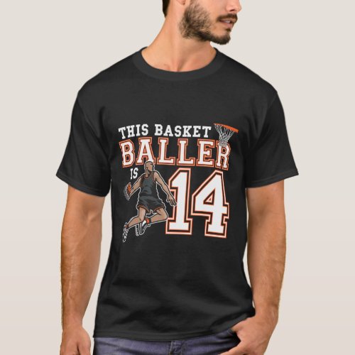 14 Year Old Basketball Birthday Party Hoops Player T_Shirt