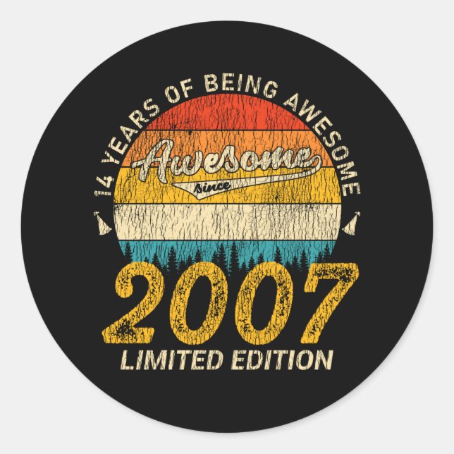 14 Year Old Bday 2007 Awesome Since 14th Birthday Classic Round Sticker (Front)