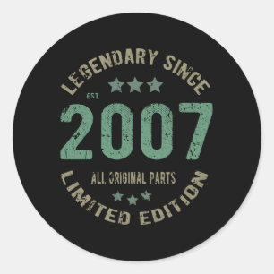 14 Year Old Bday 2007 Legend Since 14th Birthday Classic Round Sticker