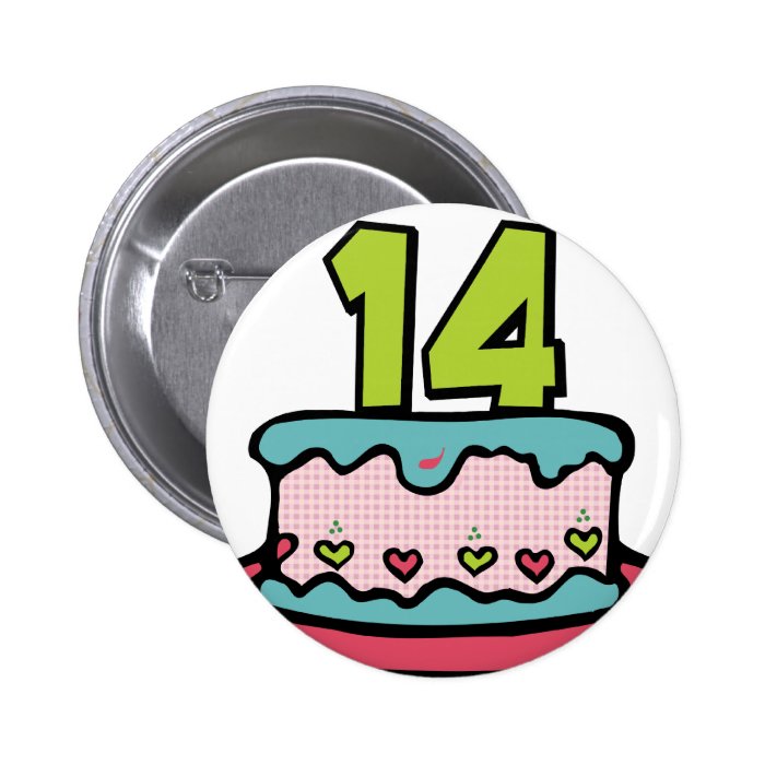 14 Year Old Birthday Cake Button