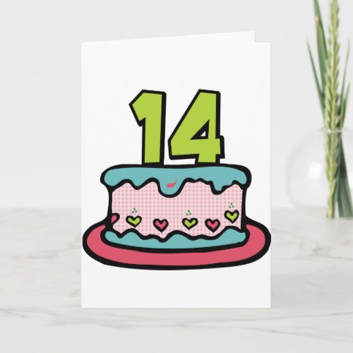 14 Year Old Birthday Cake Card