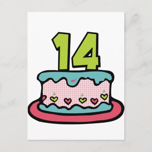 14 Year Old Birthday Cake Postcard