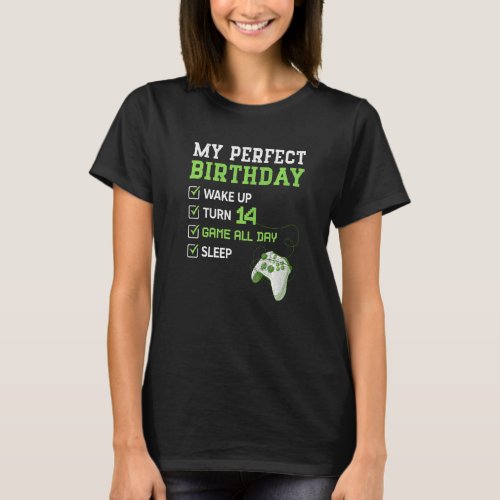 14 Year Old Boys 14th Perfect Birthday Gaming Vide T_Shirt