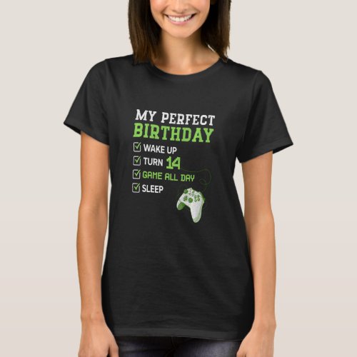 14 Year Old Boys 14th Perfect Birthday Gaming Vide T_Shirt