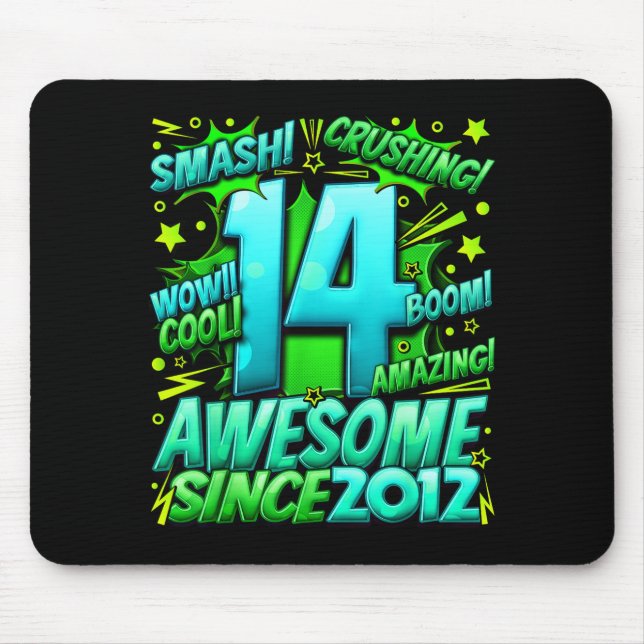 14 Year Old For Boys 14th Birthday Boy 14 Year Old Mouse Pad (Front)