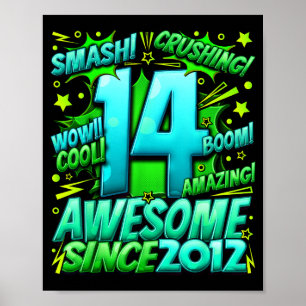 14 Year Old For Boys 14th Birthday Boy 14 Year Old Poster