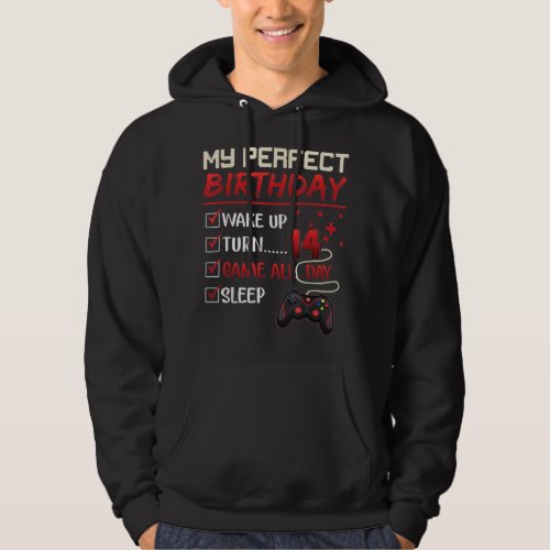 14 Year Old Gamer Gift Boy Teen 14th Perfect Birth Hoodie