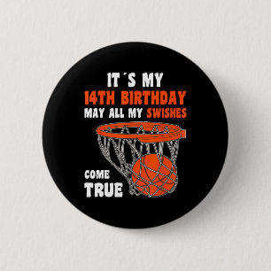 14 Year Old Happy 14th Birthday Bysketbyll 14th Bi Button