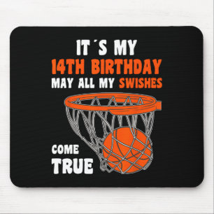 14 Year Old Happy 14th Birthday Bysketbyll 14th Bi Mouse Pad