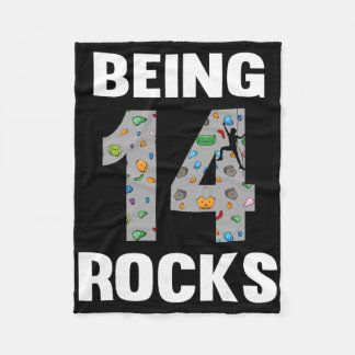 14 Year Old Rock Climber Birthday 14th Climber Bei Fleece Blanket