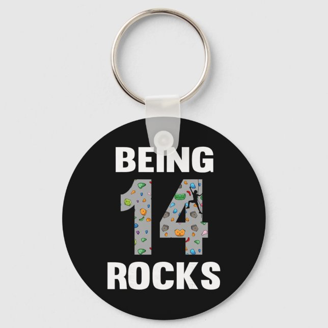 14 Year Old Rock Climber Birthday 14th Climber Bei Keychain (Front)