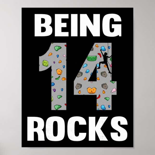 14 Year Old Rock Climber Birthday 14th Climber Bei Poster (Front)