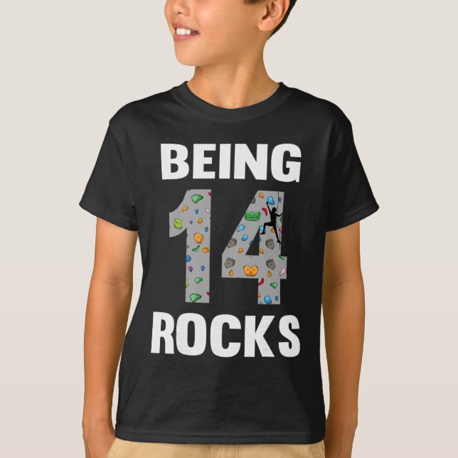 14 Year Old Rock Climber Birthday 14th Climber Bei T-Shirt (Front)