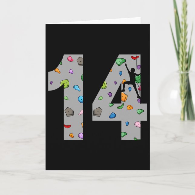 14 Year Old Rock Climbing 14th Birthday Adventure  Card (Front)
