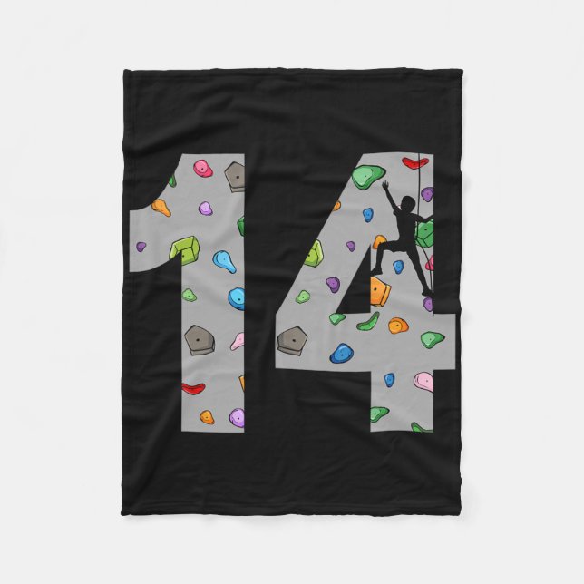 14 Year Old Rock Climbing 14th Birthday Adventure  Fleece Blanket (Front)