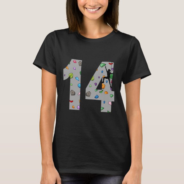14 Year Old Rock Climbing 14th Birthday Adventure  T-Shirt (Front)