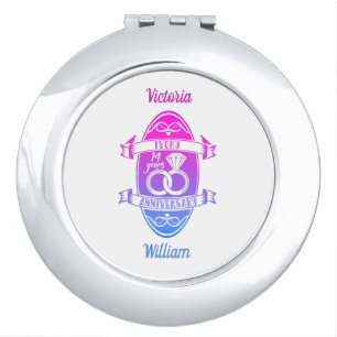 14 Year traditional ivory 14th wedding anniversary Compact Mirror