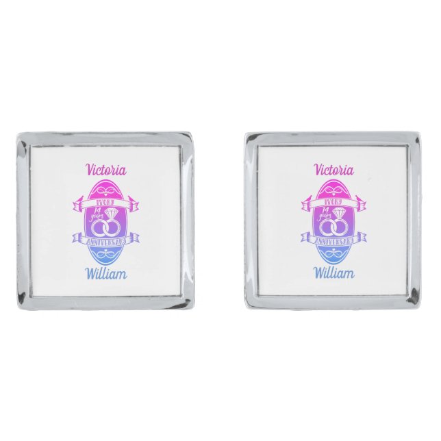 14 Year traditional ivory 14th wedding anniversary Cufflinks (Front)