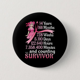 14 Years 168 Months And Counting Breast Cancer Sur Button
