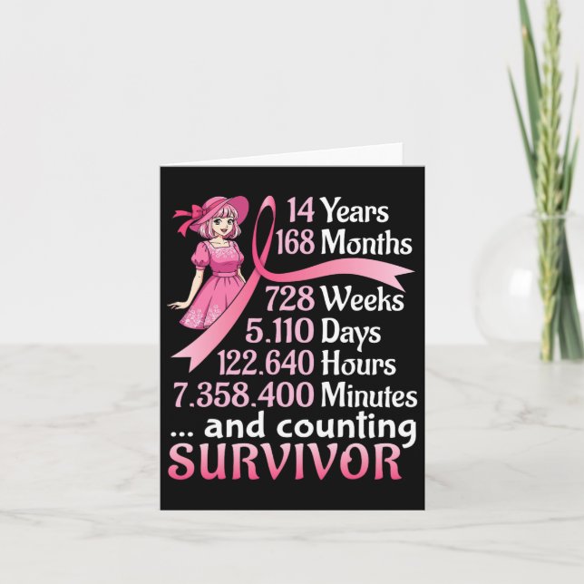 14 Years 168 Months And Counting Breast Cancer Sur Card (Front)