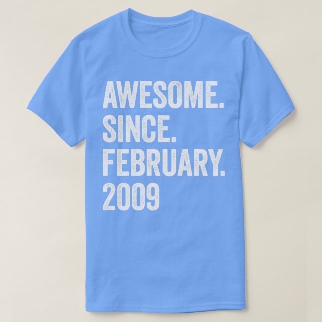 14 Years Awesome Since February 2009 14th Birthday T-Shirt (Design Front)