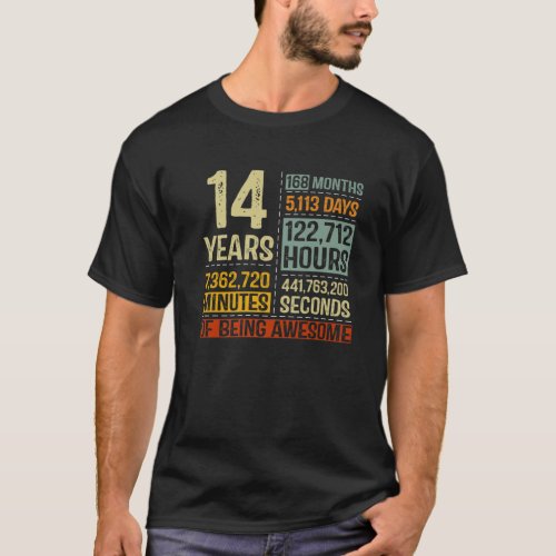14 Years Of Being Awesome 14 Years Old 14Th Birthd T_Shirt