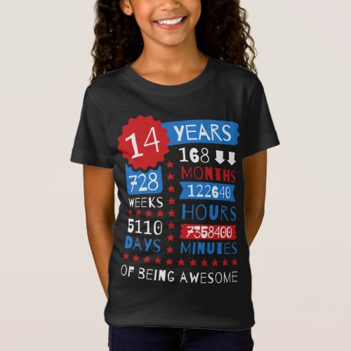 14 Years Of Being Awesome _ 14th Birthday Gift Tee