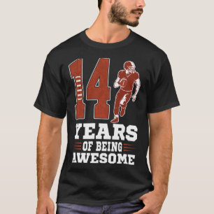 14 Years Of Being Awesome Boy 14th Birthday Footba T-Shirt