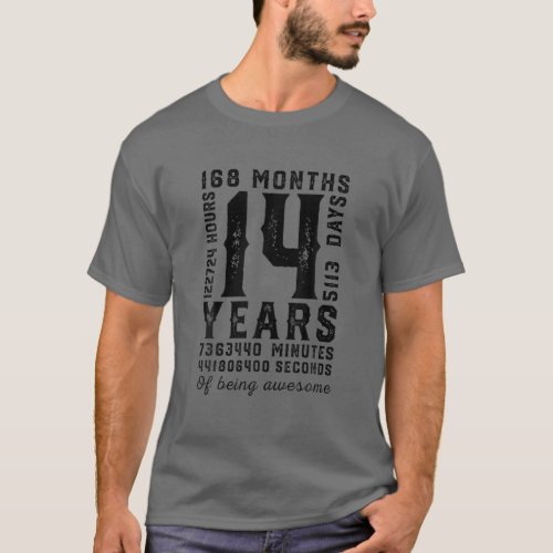 14 Years Of Being Awesome Vintage 14 Years Old 14T T_Shirt