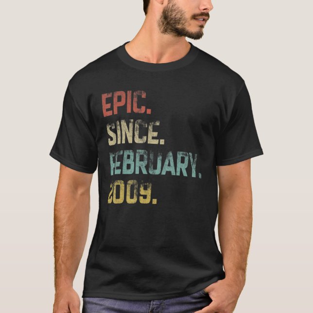 14 Years Old Awesome Epic Since February 2009 14th T-Shirt (Front)